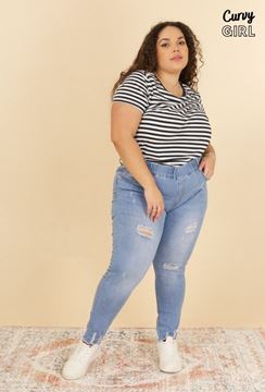 Picture of PLUS SIZE RIPPED PULL UP STRETCH JEANS ULTRA COMFORT